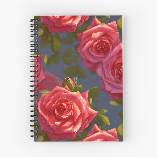 Item preview, Red Roses with abstract leaves on blue pattern designed and sold by DariyaDell.