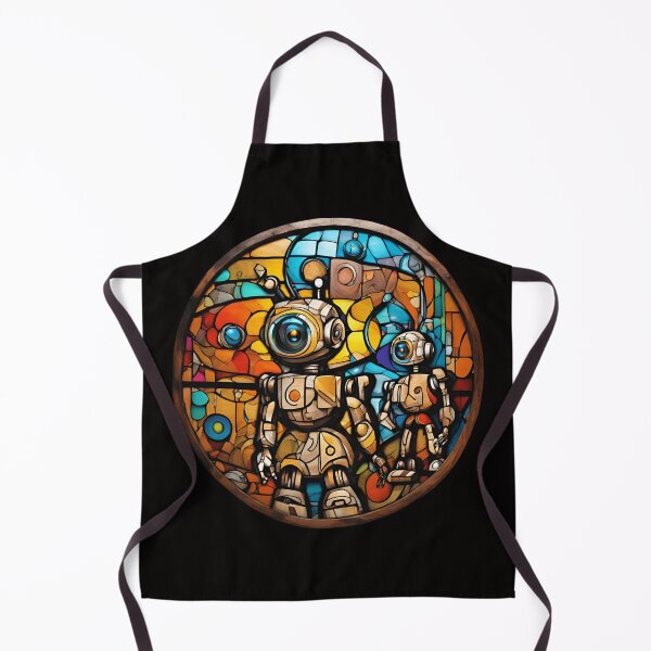 Item preview, Stained Glass Robots from the Future 3D - Graffiti Style Pyrography designed and sold by Monika Turemka.