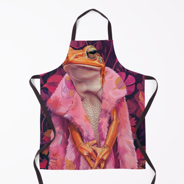 Item preview, Frog in Pink Fur with Floral Background Animal Fashion Art designed and sold by GulDesignCo.