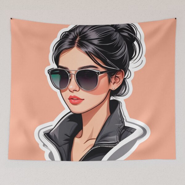 Item preview, Dama casual con cabello negro y atuendo. designed and sold by MadnessEnvelope.