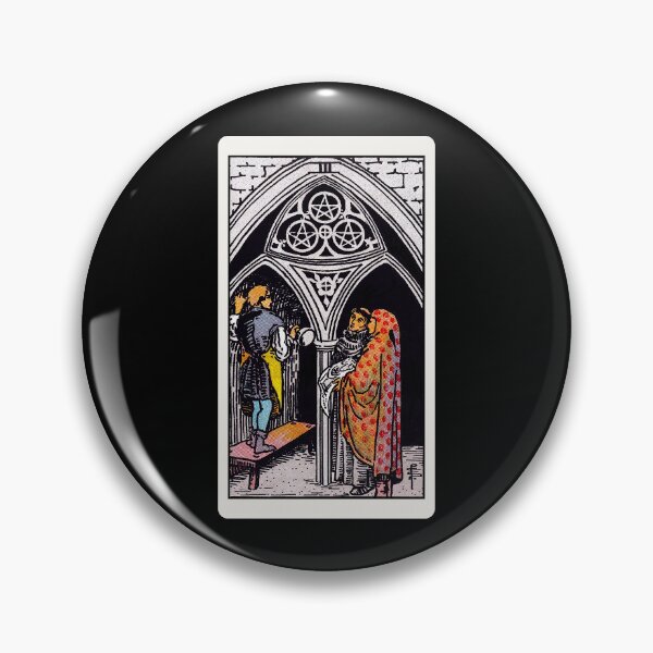 Artikelvorschau, Karte Nr. 66 – Drei der Münzen – Rider Waite Smith Tarot entworfen und verkauft von ABSTRACT-IVISM.