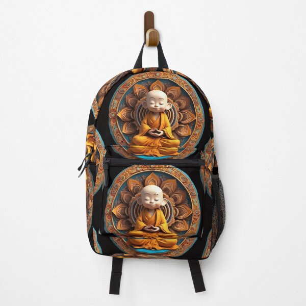Item preview, Stained Glass Happy Meditation Monk 3D - Graffiti Style Pyrography designed and sold by Monika Turemka.