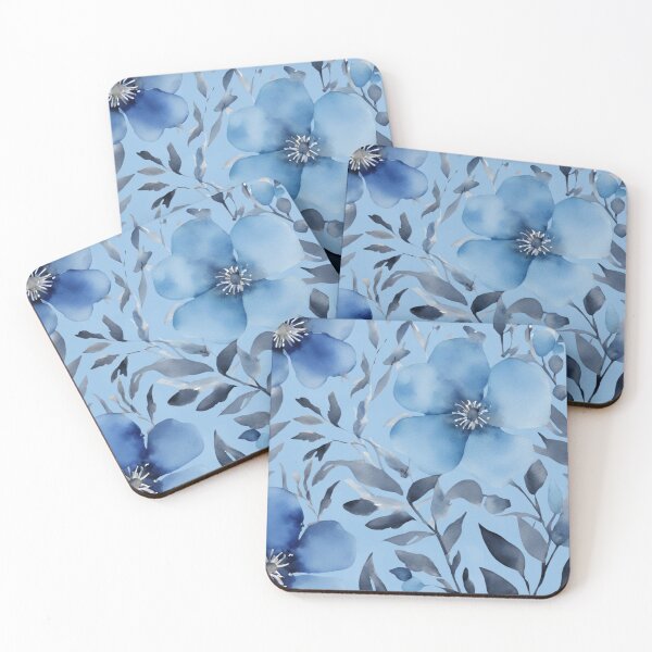 Artikelvorschau, Blaue Blumen Botanisches Blumenmuster entworfen und verkauft von Tammy Marie Russell.