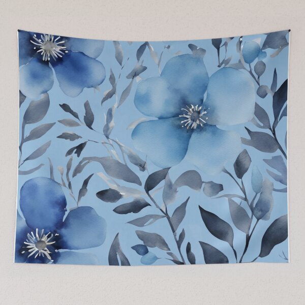 Artikelvorschau, Blaue Blumen Botanisches Blumenmuster entworfen und verkauft von Tammy Marie Russell.