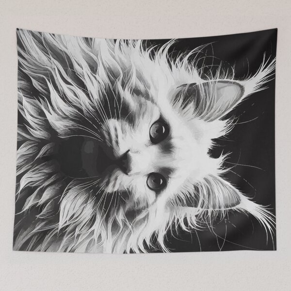 Item preview, Monochromatic Outline White Maine coon Cat designed and sold by TomFrontierArt.