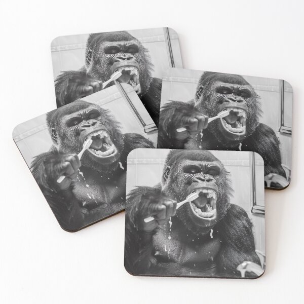 Item preview, Gorilla Brushing Teeth in the Bathroom designed and sold by CheekyAnimalz.