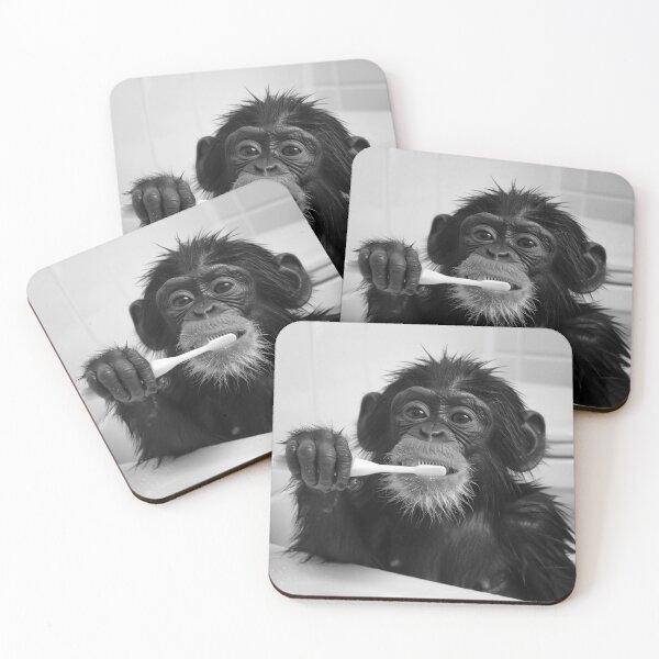 Item preview, Monkey Brushing Teeth in the Bathroom designed and sold by CheekyAnimalz.