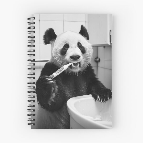 Item preview, Panda Brushing Teeth in the Bathroom designed and sold by CheekyAnimalz.