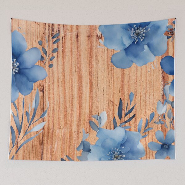 Artikelvorschau, Blaue Blumen Botanisches Blumenholzmuster entworfen und verkauft von Tammy Marie Russell.