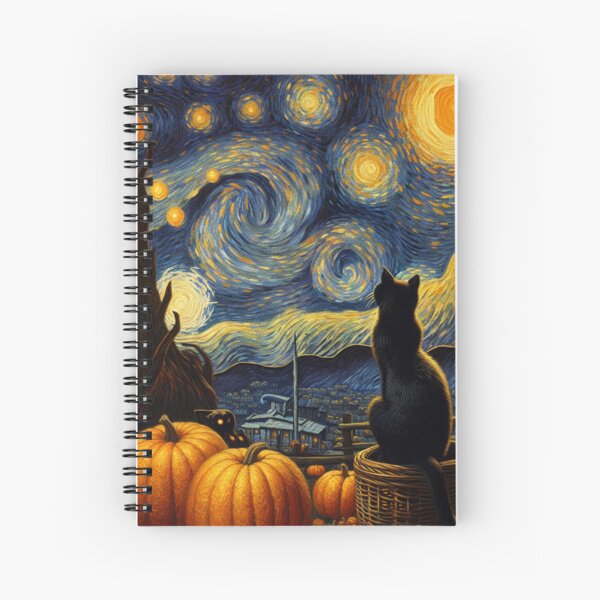 Aperçu de l'œuvre  Chat Noir La Nuit Étoilée créée et vendue par HolidayBug.