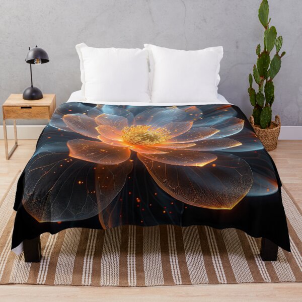 Item preview, Ethereal illuminated lotus flower blooming in the dark with bright petals and center. designed and sold by Jerhus.