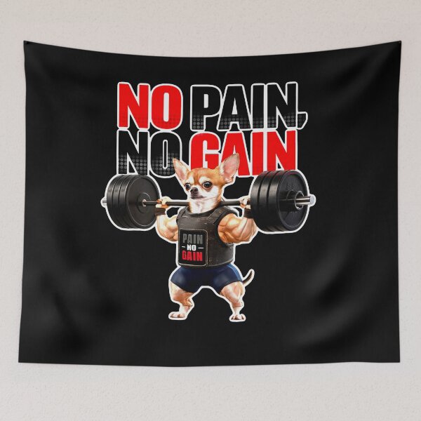 Item preview, No Pain No Gain Chihuahua, funny workout designed and sold by mwebba2005.