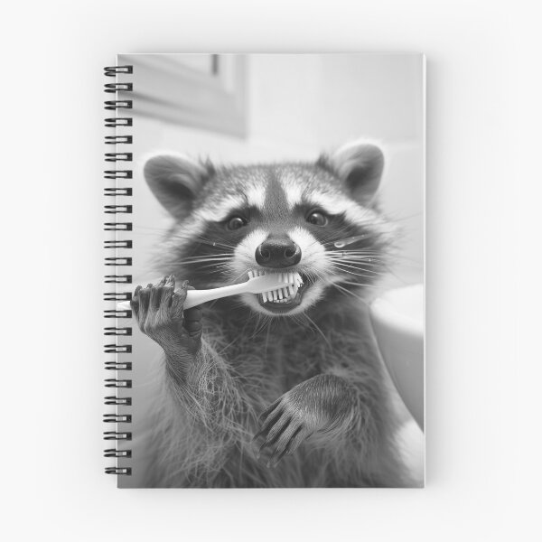 Item preview, Raccoon Brushing Teeth in the Bathroom designed and sold by CheekyAnimalz.
