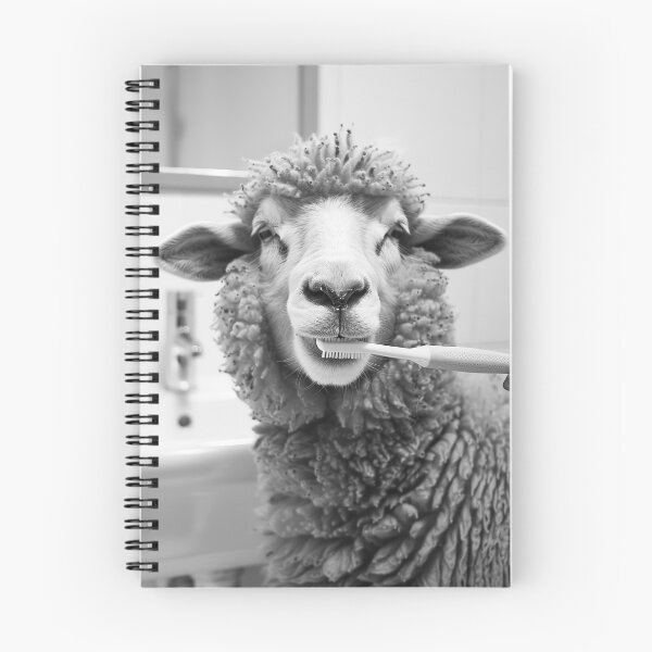 Item preview, Sheep Brushing Teeth in the Bathroom designed and sold by CheekyAnimalz.