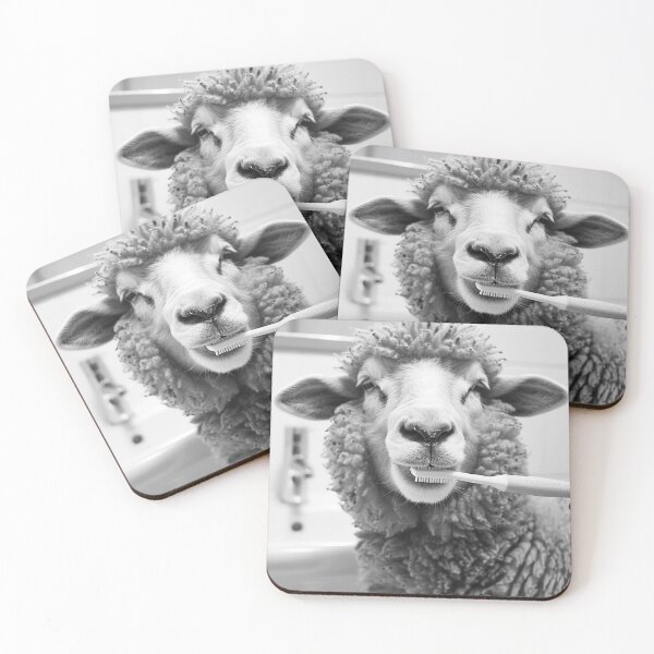 Item preview, Sheep Brushing Teeth in the Bathroom designed and sold by CheekyAnimalz.