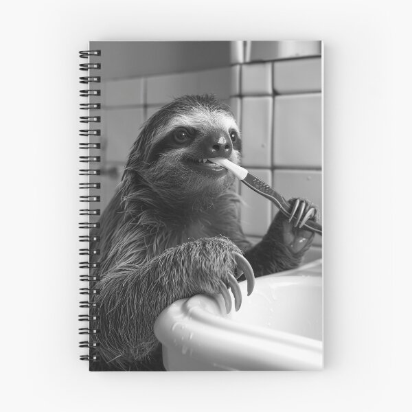 Item preview, Sloth Brushing Teeth in the Bathroom designed and sold by CheekyAnimalz.