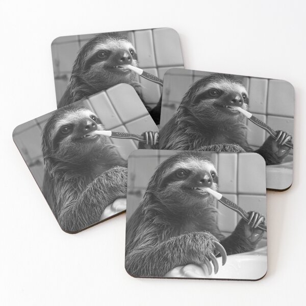 Item preview, Sloth Brushing Teeth in the Bathroom designed and sold by CheekyAnimalz.
