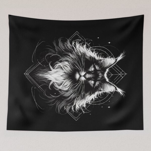 Item preview, Monochromatic Outline Magical Maine coon Cat designed and sold by TomFrontierArt.