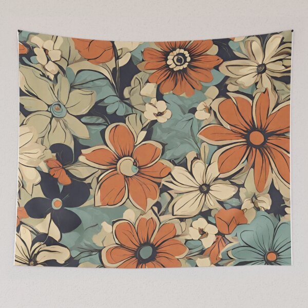 Artikelvorschau, Retro Blumen Botanisches Blumenmuster entworfen und verkauft von Tammy Marie Russell.