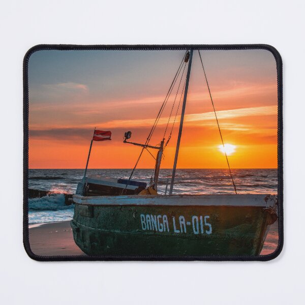 Item preview, Fishing boat under hte sunset sky designed and sold by LiguxKon.