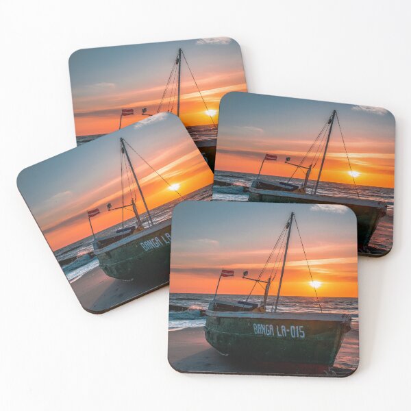 Item preview, Fishing boat under hte sunset sky designed and sold by LiguxKon.