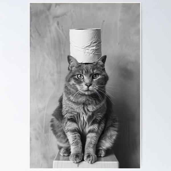 Item preview, Cat in Bathroom with Toilet Paper on Head designed and sold by CheekyAnimalz.