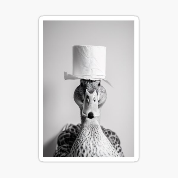 Item preview, Duck in Bathroom with Toilet Paper on Head designed and sold by CheekyAnimalz.