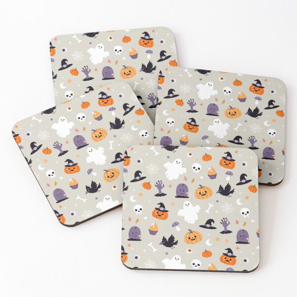 Item preview, pattern with cute Halloween items designed and sold by burbura.