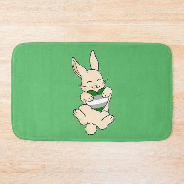 Item preview, Cute Happy White Rabbit Holding a Greyromantic Flag Heart designed and sold by AroAxel.