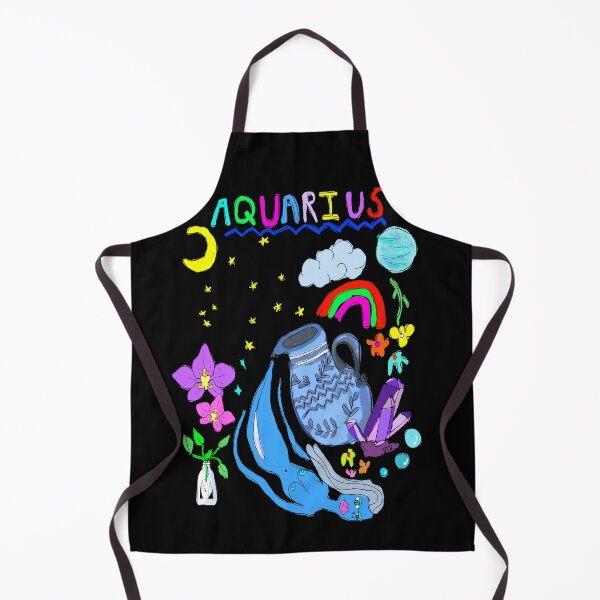 Item preview, Aquarius Zodiac Birthday Cartoon ft. Water Spirit, Ancient Jug, Orchids, Amethyst, Planets + Constellation designed and sold by Venus-in-Virgo.