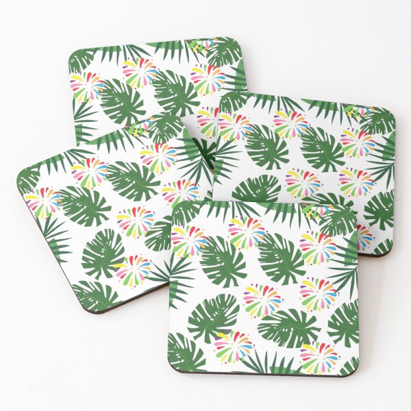 Item preview, Vintage Hawaiian leaves and colorful flower collection graphics designed and sold by Luckangel.