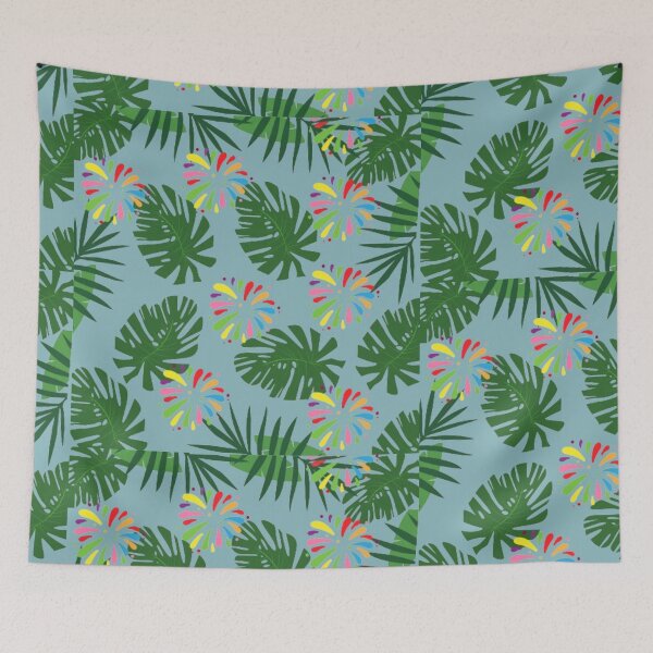 Item preview, Vintage Hawaiian leaves and colorful flower collection graphics designed and sold by Luckangel.