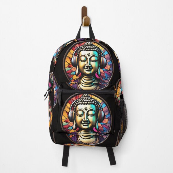 Item preview, Stained Glass Buddha Listens To Music 3D - Graffiti Style Pyrography designed and sold by Monika Turemka.