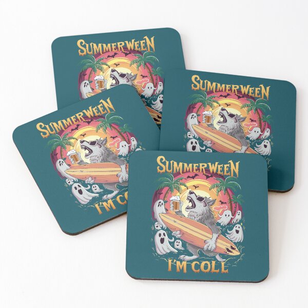 Item preview, Summerween I'm Cool Wolf celebrating with ghosts and bats designed and sold by Mahilis.