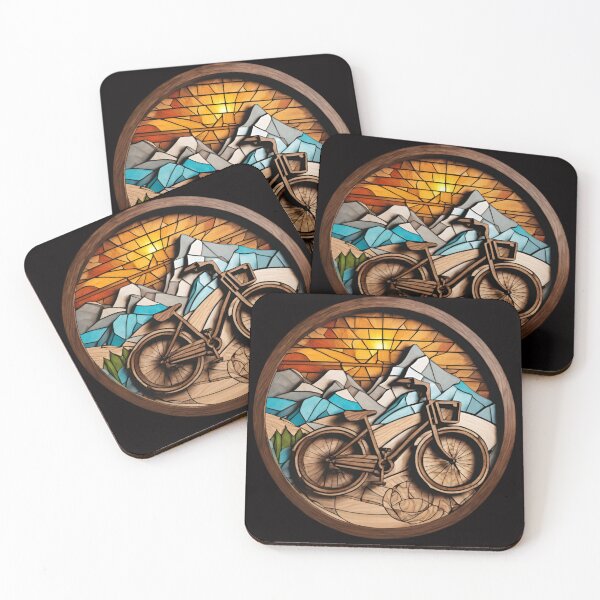 Item preview, Stained Glass Bike and Mountains 3D - Graffiti Style Pyrography designed and sold by Monika Turemka.