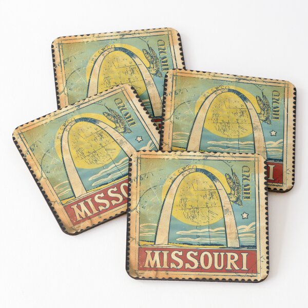 Item preview, Vintage Missouri Travel Stamp - Gateway Arch Sunset designed and sold by tiigerdad.