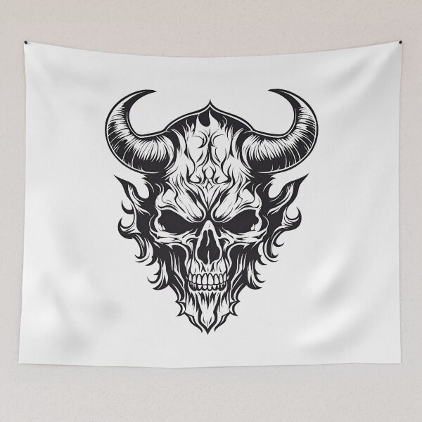 Item preview, Demonic Skull in Flames, funny, gifts, black,  designed and sold by Ewelina  Niemiec.