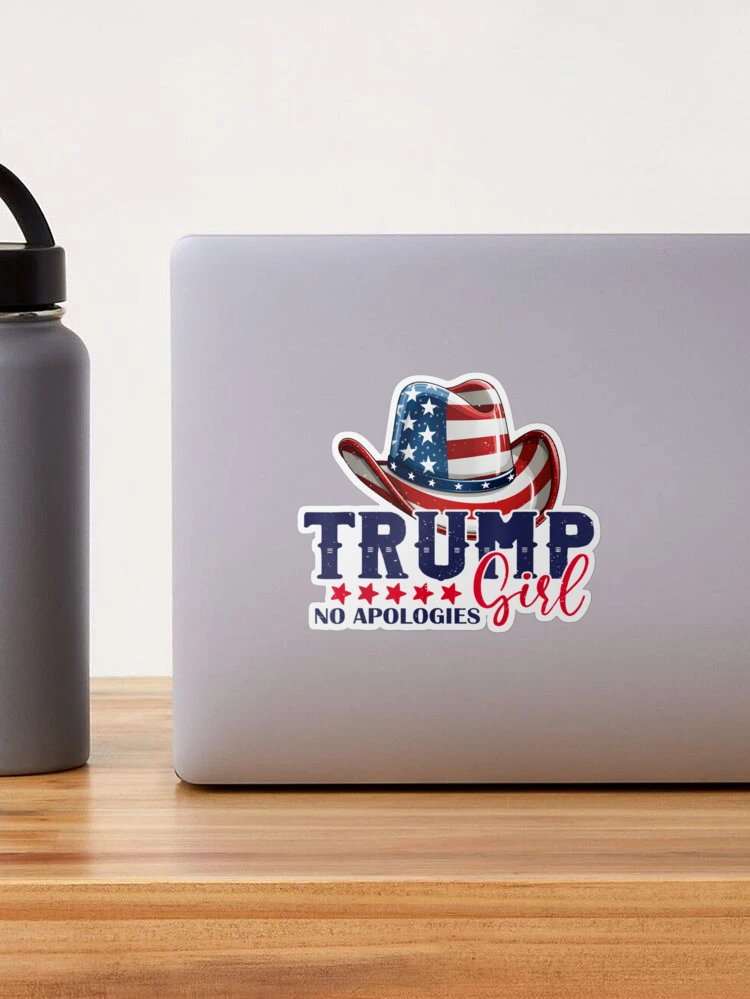 President Trump 2024 Flag & Trump Girl Decal Patriot Sticker (3 Inches) - StickerManiac