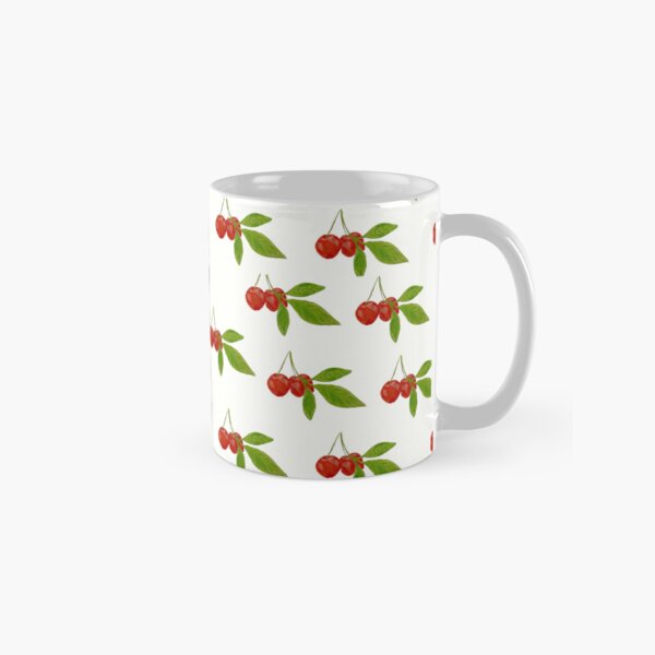 Item preview, Two red Cherries with leaves in watercolor designed and sold by Beeinbliss.