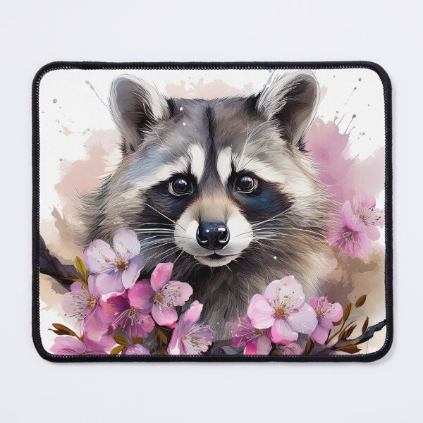 Item preview, Raccoon with Cherry Blossoms, cute animal designed and sold by Eamornia.