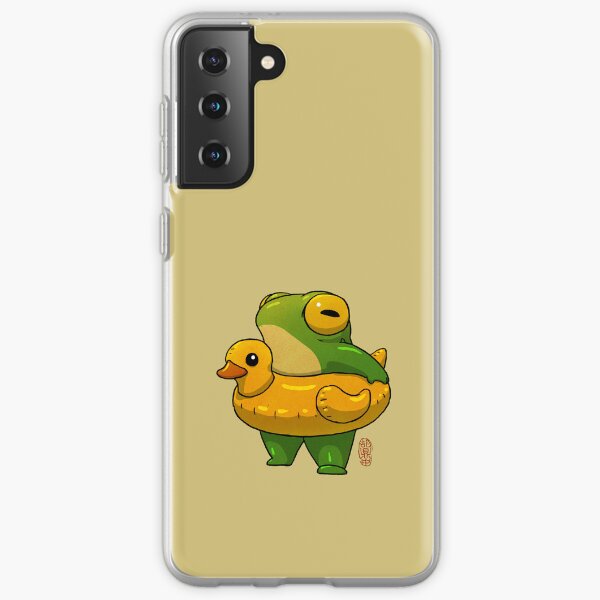Item preview, cute summer time ducky frog swimming pool floatie artwork asian style designed and sold by DingHuArt.