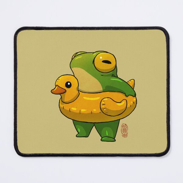 Item preview, cute summer time ducky frog swimming pool floatie artwork asian style designed and sold by DingHuArt.