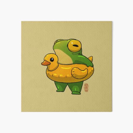 Item preview, cute summer time ducky frog swimming pool floatie artwork asian style designed and sold by DingHuArt.
