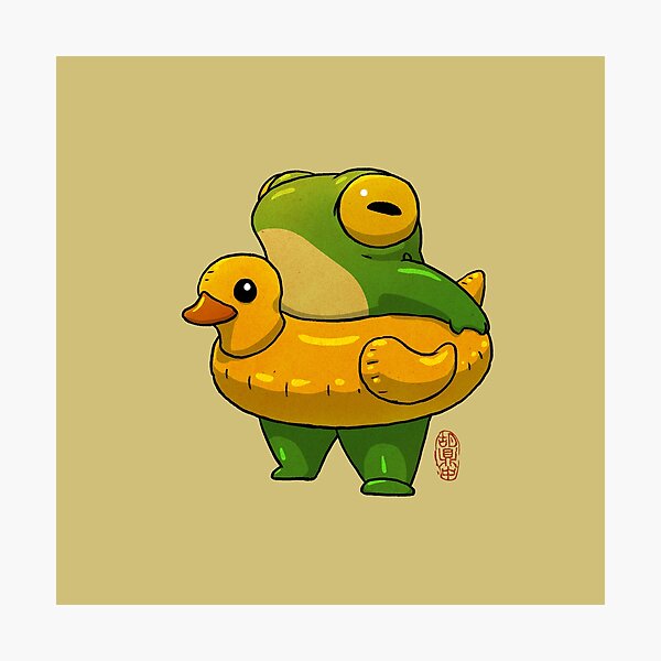 Artikel-Vorschau von süße Sommerzeit Ente Frosch Schwimmbad Floatie Kunstwerk asiatischen Stil, designt und verkauft von DingHuArt.