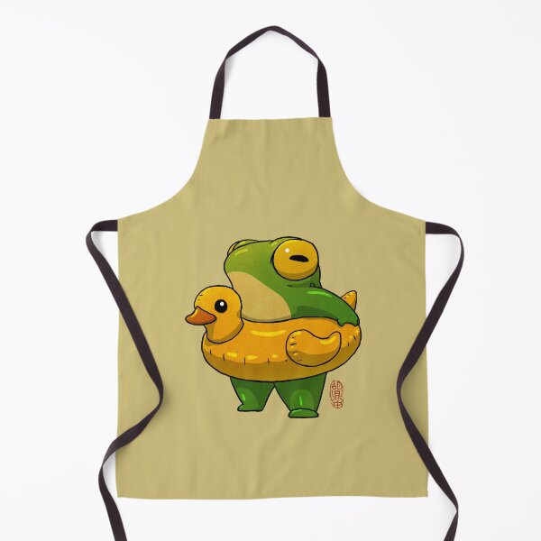 Item preview, cute summer time ducky frog swimming pool floatie artwork asian style designed and sold by DingHuArt.