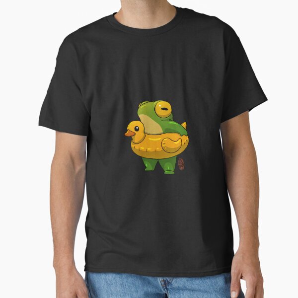 Item preview, cute summer time ducky frog swimming pool floatie artwork asian style designed and sold by DingHuArt.