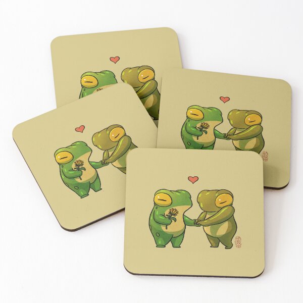 Item preview, lovey cute shy romantic frogs artwork asian style designed and sold by DingHuArt.