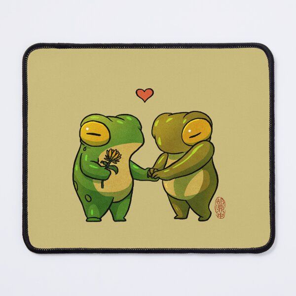 Item preview, lovey cute shy romantic frogs artwork asian style designed and sold by DingHuArt.