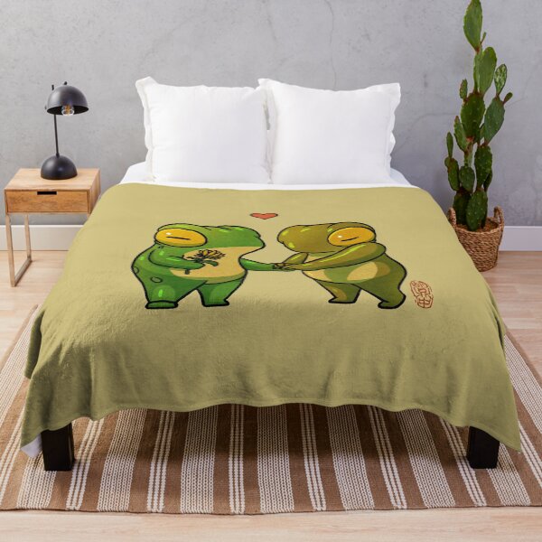 Item preview, lovey cute shy romantic frogs artwork asian style designed and sold by DingHuArt.
