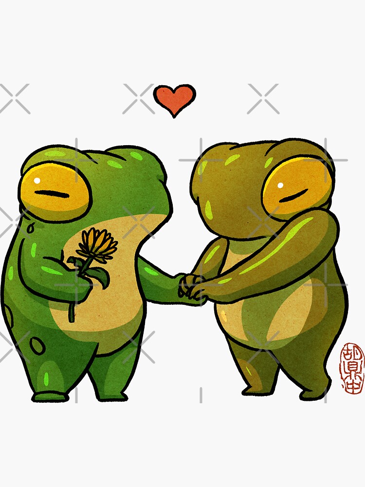 lovey cute shy romantic frogs artwork asian style